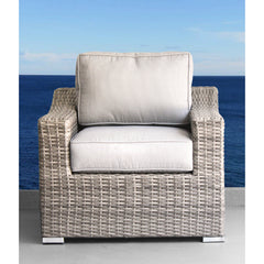Outdoor Armchair with Gray Cushions and Espresso Aluminum Frame