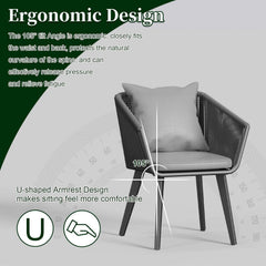 Outdoor Armchairs, Set of 2, Aluminum Frame with Dark Gray Cushions