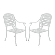 Outdoor Armchairs, Set of 2, White Cast Aluminum