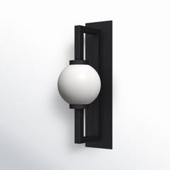 Outdoor Armed Sconce, 18.75 in H, Black Aluminum with Frosted Glass Shade