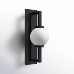 Outdoor Armed Sconce, 18.75 in H, Black Aluminum with Frosted Glass Shade