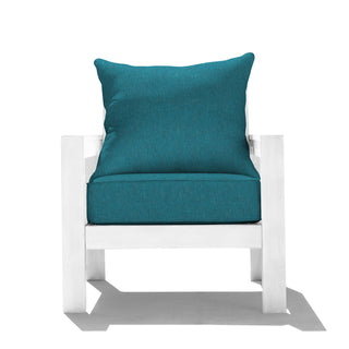 Outdoor Chair in White Aluminum with Turquoise Cushion