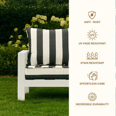 Outdoor Chair in White Aluminum with Turquoise Cushion
