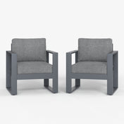 Outdoor Chairs, Set of 2, Gray Aluminum Frame with Dark Gray Cushions