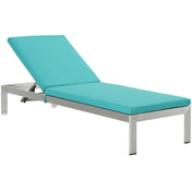 Outdoor Chaise Lounge, Aluminum Frame with Turquoise Cushions