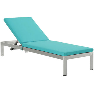 Outdoor Chaise Lounge, Aluminum Frame with Turquoise Cushions