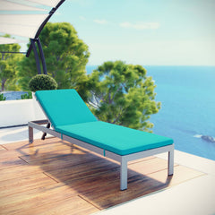 Outdoor Chaise Lounge, Aluminum Frame with Turquoise Cushions