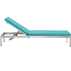 Outdoor Chaise Lounge, Aluminum Frame with Turquoise Cushions
