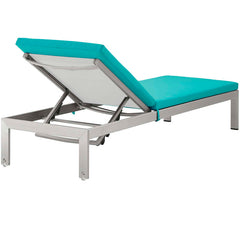 Outdoor Chaise Lounge, Aluminum Frame with Turquoise Cushions