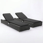 Outdoor Chaise Lounge in Gray PE Wicker with Dark Gray Cushion