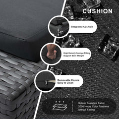 Outdoor Chaise Lounge in Gray PE Wicker with Dark Gray Cushion