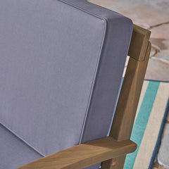 Outdoor Club Chairs, Set of 2, Gray Acacia Wood with Dark Gray Cushions