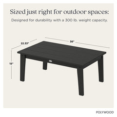 Outdoor Coffee Table, High-Density Polyethylene, Slate Gray