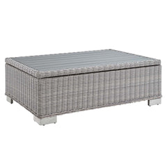 Outdoor Coffee Table in Light Gray Synthetic Wicker with Aluminum Frame