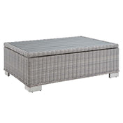 Outdoor Coffee Table in Light Gray Synthetic Wicker with Aluminum Frame