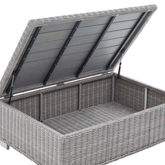 Outdoor Coffee Table in Light Gray Synthetic Wicker with Aluminum Frame