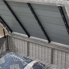 Outdoor Coffee Table in Light Gray Synthetic Wicker with Aluminum Frame