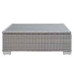 Outdoor Coffee Table in Light Gray Synthetic Wicker with Aluminum Frame