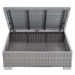 Outdoor Coffee Table in Light Gray Synthetic Wicker with Aluminum Frame