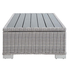 Outdoor Coffee Table in Light Gray Synthetic Wicker with Aluminum Frame
