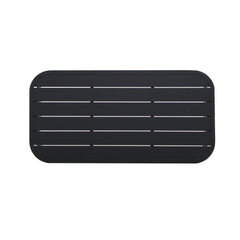 Outdoor Coffee Table, Oval, Black Powder-Coated Metal with Slatted Top