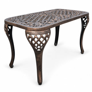Outdoor Coffee Table, Rectangular Aluminum in Antique Bronze