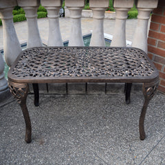 Outdoor Coffee Table, Rectangular Aluminum in Antique Bronze