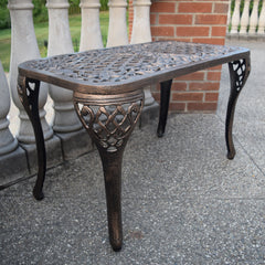 Outdoor Coffee Table, Rectangular Aluminum in Antique Bronze