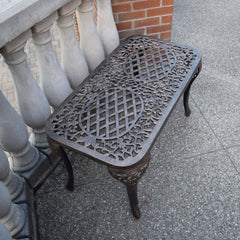 Outdoor Coffee Table, Rectangular Aluminum in Antique Bronze