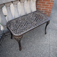Outdoor Coffee Table, Rectangular Aluminum in Antique Bronze