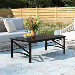 Outdoor Coffee Table, Rectangular Metal in Oil Rubbed Bronze