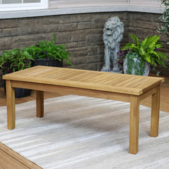 Outdoor Coffee Table, Rectangular, Slatted Solid Wood in Brown