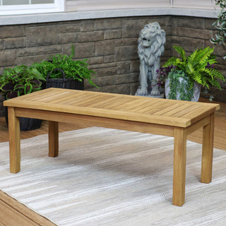 Outdoor Coffee Table, Rectangular, Slatted Solid Wood in Brown