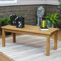 Outdoor Coffee Table, Rectangular, Slatted Solid Wood in Brown
