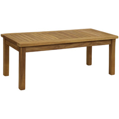 Outdoor Coffee Table, Rectangular, Slatted Solid Wood in Brown