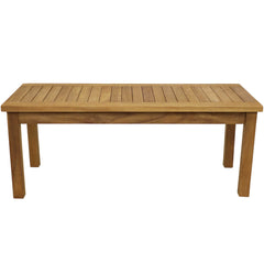 Outdoor Coffee Table, Rectangular, Slatted Solid Wood in Brown