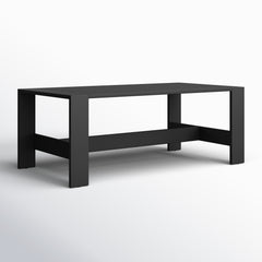 Outdoor Coffee Table, Slatted Aluminum Top and Frame, Black