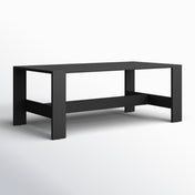 Outdoor Coffee Table, Slatted Aluminum Top and Frame, Black