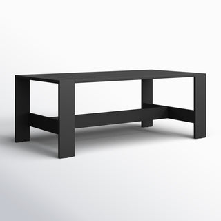 Outdoor Coffee Table, Slatted Aluminum Top and Frame, Black