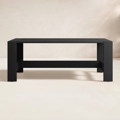 Outdoor Coffee Table, Slatted Aluminum Top and Frame, Black