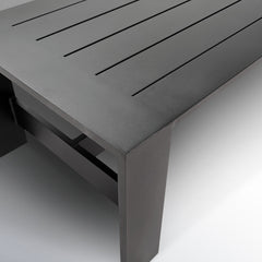 Outdoor Coffee Table, Slatted Aluminum Top and Frame, Black
