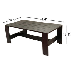 Outdoor Coffee Table, Slatted Aluminum Top and Frame, Black