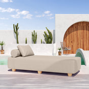 Outdoor Daybed with Wood Feet and Acrylic Cover in Beige