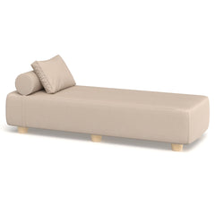 Outdoor Daybed with Wood Feet and Acrylic Cover in Beige