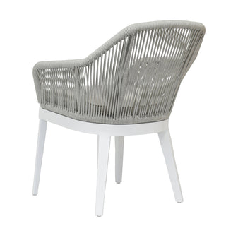 Outdoor Dining Armchair, Aluminum Frame Wrapped in Gray Olefin Rope