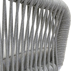 Outdoor Dining Armchair, Aluminum Frame Wrapped in Gray Olefin Rope