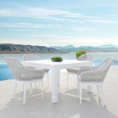 Outdoor Dining Armchair, Aluminum Frame Wrapped in Gray Olefin Rope