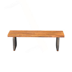 Outdoor Dining Bench in Acacia Wood with Wicker Legs, Gray