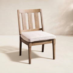 Outdoor Dining Chairs, Set of 2, Natural Eucalyptus Wood with Cream Cushions