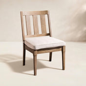 Outdoor Dining Chairs, Set of 2, Natural Eucalyptus Wood with Cream Cushions